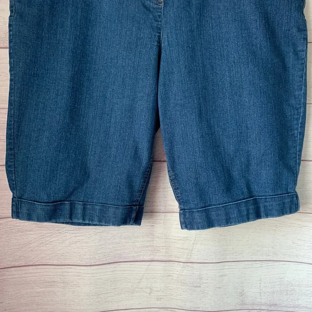 Westbound Denim Jean Bermuda Shorts Pull On Cuffed Hem Size 18